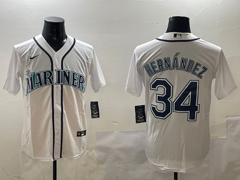 Men's Seattle Mariners Felix Hernandez #34 White Home Jersey